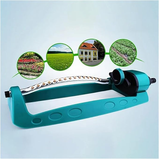 رشاش مياه أوتوماتيكي متأرجح للعشب، مصنوع من البلاستيك، مناسب للمساحات المتوسطة والكبيرة.